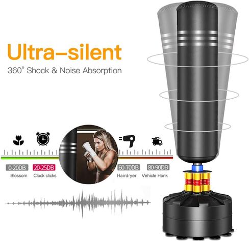 Punching Bag Heavy Boxing Bag with Suction Cup Stand- Freestanding Punching Bag for Adults Kickboxing Bags Kick Punch Bag for Home Gym Boxing Training Black, 69" in Saudi Arabia