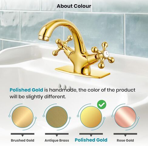 gotonovo Bathroom Sink Faucet Single Hole Double Cross Handle Knobs Lavatory Vessel Sink Mixer Tap Bathroom Faucet with Pop up Drain and Deck Cover Plate Polish Chrome in Saudi Arabia
