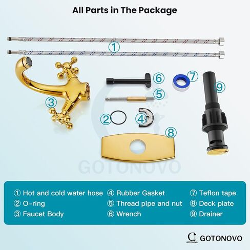 gotonovo Bathroom Sink Faucet Single Hole Double Cross Handle Knobs Lavatory Vessel Sink Mixer Tap Bathroom Faucet with Pop up Drain and Deck Cover Plate Polish Chrome in Saudi Arabia