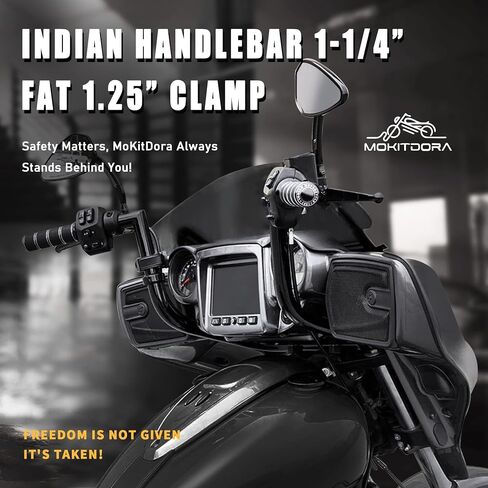 MoKitDora Indian Handlebar 8" Rise 1-1/4" Fat 1.25" Clamp Ape Hangers Meathook Bagger Bars Compatible with 2018-up Indian Chieftain Roadmaster, Gloss Black in Saudi Arabia