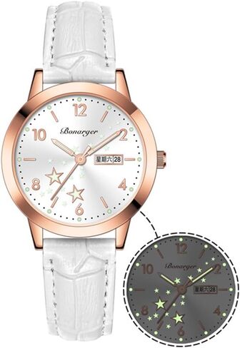 Women's Casual Wrist Watch, Leather Band Analog Quartz Ladies Dress Watch with Calendar Date, Classic Gifts for Her in Saudi Arabia