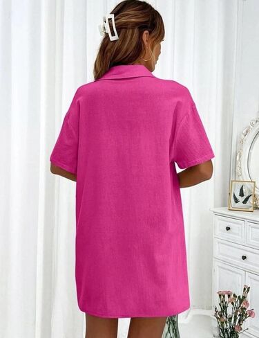 InterNos Womens Short Sleeve 2 Piece Tracksuit Outfit Sets Cotton Linen Shirt and High Waisted Mini Shorts Set in Kuwait