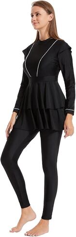 AWIBMK Muslim Swimsuits for Women Ruffled Full Coverage Swimwear Islamic Ladies Beachwear Swimming Burkini Hijab Swim Suit in Kuwait