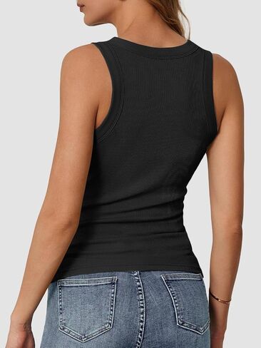 ATHMILE Womens Tank Top Sleeveless Racerback High Neck Casual Basic Cotton Ribbed Fitted Fashion 2024 in Saudi Arabia