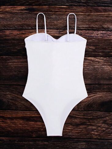 OYOANGLE Women's One Piece Swimsuit 3D Floral Appliques Sleeveless Spaghetti Straps Ruched Cami Swimwear in Saudi Arabia