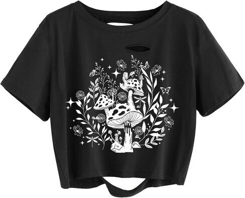 Remidoo Women's Casual Short Sleeve Graphic Print Tie Dye Crop Top T Shirt in Kuwait