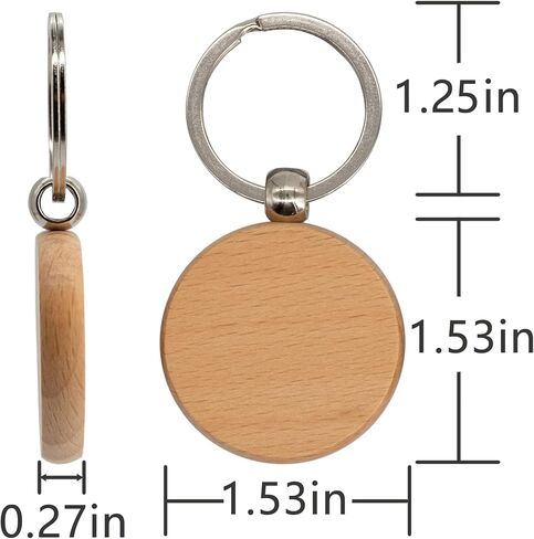 50 قطعة من فراغات نقش الخشب سلاسل مفاتيح خشبية فارغة (دائرية) TFoRibbon00057 in Kuwait