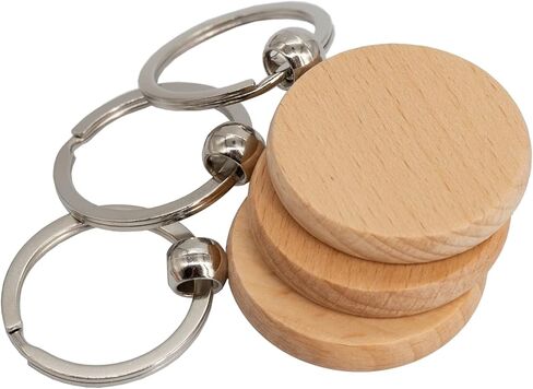 50 قطعة من فراغات نقش الخشب سلاسل مفاتيح خشبية فارغة (دائرية) TFoRibbon00057 in Kuwait