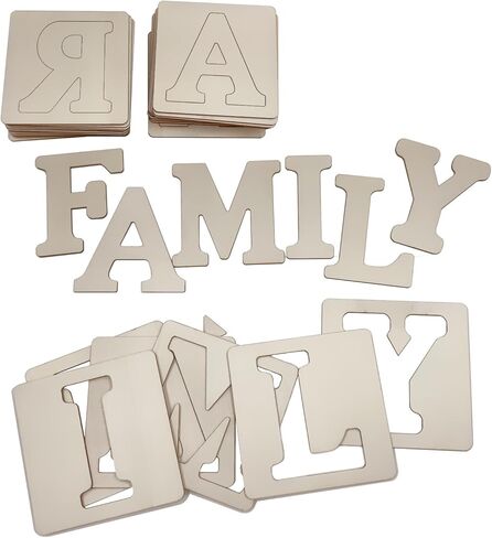 حروف خشبية، حروف خشبية قابلة للطلاء مقاس 4 بوصات للحرف اليدوية، حروف خشبية مقطوعة بالليزر مسبقًا، حروف أبجدية خشبية فارغة غير مكتملة لأعياد الميلاد والحفلات وحفلات الزفاف وديكور المنزل لعيد الميلاد in Kuwait