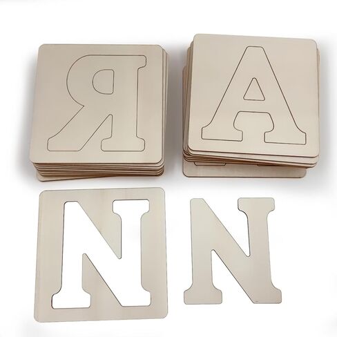 حروف خشبية، حروف خشبية قابلة للطلاء مقاس 4 بوصات للحرف اليدوية، حروف خشبية مقطوعة بالليزر مسبقًا، حروف أبجدية خشبية فارغة غير مكتملة لأعياد الميلاد والحفلات وحفلات الزفاف وديكور المنزل لعيد الميلاد in Kuwait