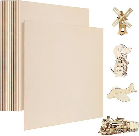 TOYANDONA 12pcs Basswood Sheets 12 x 12 x 1/10 Inch, 2.5mm Wood Boards Plywood Sheets Unfinished Wood Squares for Crafts Cutting Model Making Wood Engraving Blanks Wood Burning in Saudi Arabia