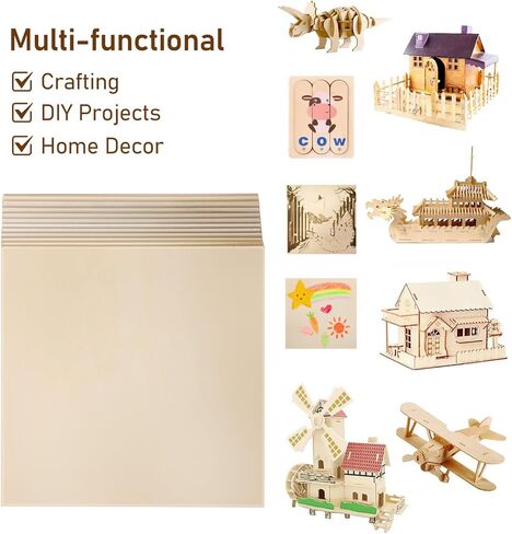 TOYANDONA 12pcs Basswood Sheets 12 x 12 x 1/10 Inch, 2.5mm Wood Boards Plywood Sheets Unfinished Wood Squares for Crafts Cutting Model Making Wood Engraving Blanks Wood Burning in Saudi Arabia