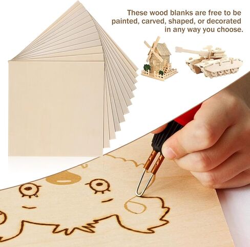 TOYANDONA 12pcs Basswood Sheets 12 x 12 x 1/10 Inch, 2.5mm Wood Boards Plywood Sheets Unfinished Wood Squares for Crafts Cutting Model Making Wood Engraving Blanks Wood Burning in Saudi Arabia