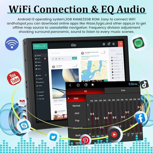 8.4 inch Original Factory Style Car Stereo for Jeep Grand Cherokee/for Dodge Ram/for Jeep Renegade - [2+32G] Android 13 Radio Wireless Carplay & Android Auto, WiFi, EQ, SWC + AHD Backup Camera in Saudi Arabia