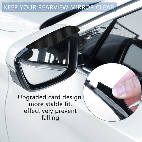 قطعتان من حاجب المطر لمرآة الرؤية الخلفية للسيارة، [أحدث ترقية] واقي المطر من نوع فتحة البطاقة الجانبية مع تصميم من ألياف الكربون، ملحقات خارجية عالمية للسيارات واقيات المطر ومرآة السيارة in Kuwait