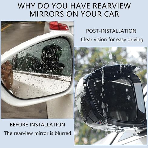 قطعتان من حاجب المطر لمرآة الرؤية الخلفية للسيارة، [أحدث ترقية] واقي المطر من نوع فتحة البطاقة الجانبية مع تصميم من ألياف الكربون، ملحقات خارجية عالمية للسيارات واقيات المطر ومرآة السيارة in Kuwait