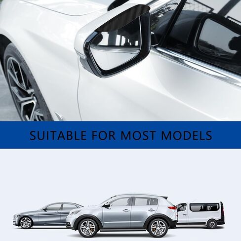 قطعتان من حاجب المطر لمرآة الرؤية الخلفية للسيارة، [أحدث ترقية] واقي المطر من نوع فتحة البطاقة الجانبية مع تصميم من ألياف الكربون، ملحقات خارجية عالمية للسيارات واقيات المطر ومرآة السيارة in Kuwait