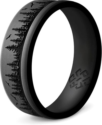 Knot Theory Waves, Mountain, Forest Silicone Ring for Men and Women - Silicone Wedding Band for Sports Activities, Breathable Comfort Fit 6mm Bandwidth in Saudi Arabia
