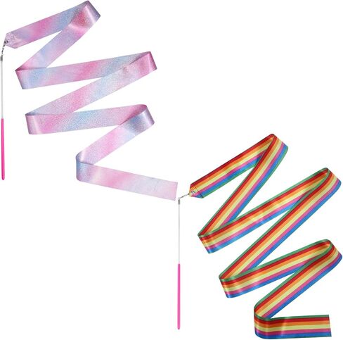 قطعتان من شرائط الرقص، شريط الجمباز 157.5 بوصة، أشرطة الرقص الإيقاعي، أشرطة التدوير للرقص الفني للأطفال وعروض المواهب الراقصين in Kuwait