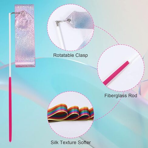 قطعتان من شرائط الرقص، شريط الجمباز 157.5 بوصة، أشرطة الرقص الإيقاعي، أشرطة التدوير للرقص الفني للأطفال وعروض المواهب الراقصين in Kuwait