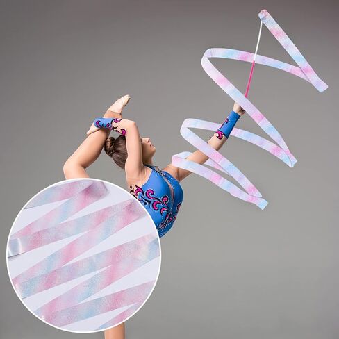 قطعتان من شرائط الرقص، شريط الجمباز 157.5 بوصة، أشرطة الرقص الإيقاعي، أشرطة التدوير للرقص الفني للأطفال وعروض المواهب الراقصين in Kuwait