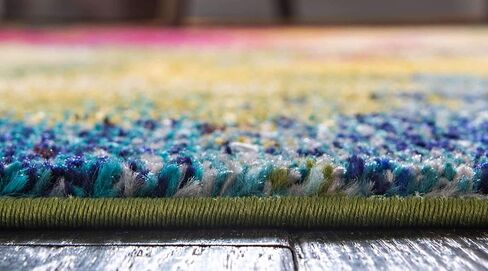 مجموعة Loom Estrella الفريدة من نوعها، ملونة، تجريدية، ألوان مائية، حديثة، سجادة منطقة انتقائية، 5 أقدام × 8 أقدام، متعددة/بيج in Saudi Arabia