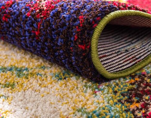 مجموعة Loom Estrella الفريدة من نوعها، ملونة، تجريدية، ألوان مائية، حديثة، سجادة منطقة انتقائية، 5 أقدام × 8 أقدام، متعددة/بيج in Saudi Arabia