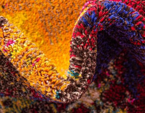 مجموعة Loom Estrella الفريدة من نوعها، ملونة، تجريدية، ألوان مائية، حديثة، سجادة منطقة انتقائية، 5 أقدام × 8 أقدام، متعددة/بيج in Saudi Arabia