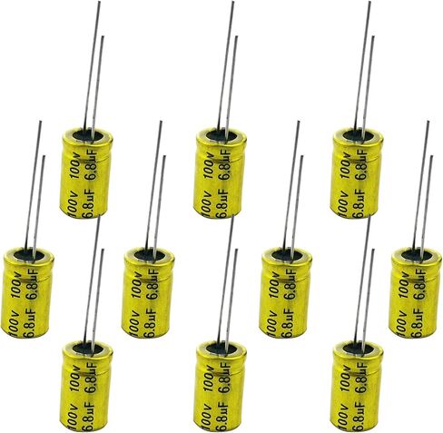 6.8 فائق التوهج 100 فولت مكثف، 10 قطع غير مستقطبة مكثف كهربائيا 100 فولت 6.8 فائق التوهج 10 مم × 17 مم NP مكثف in Kuwait