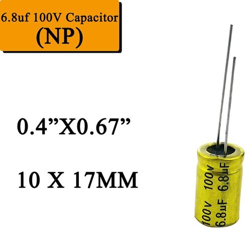 6.8 فائق التوهج 100 فولت مكثف، 10 قطع غير مستقطبة مكثف كهربائيا 100 فولت 6.8 فائق التوهج 10 مم × 17 مم NP مكثف in Kuwait