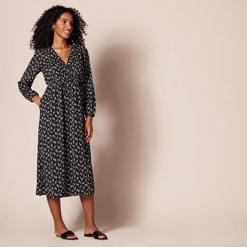 Amazon Essentials Women's Long Sleeve Wrap Midi Dress (Available in Plus Size) in Kuwait