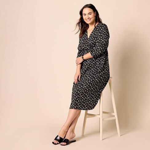 Amazon Essentials Women's Long Sleeve Wrap Midi Dress (Available in Plus Size) in Kuwait