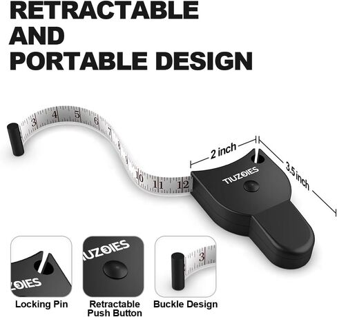 Tape Measure 2 Pack Body Measuring Tape 60inch (150cm), Lock Pin and Push-Button Retract, Ergonomic and Portable Design, Accurate Measuring Tape for Body Measurement and Weight Loss, Double White in Saudi Arabia