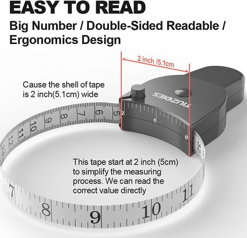 Tape Measure 2 Pack Body Measuring Tape 60inch (150cm), Lock Pin and Push-Button Retract, Ergonomic and Portable Design, Accurate Measuring Tape for Body Measurement and Weight Loss, Double White in Saudi Arabia