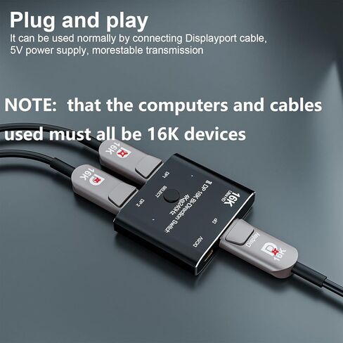 Displayport Splitter 16K DP Displayport Switch, Bi-Direction 2 in 1 Out Displayport Splitter Bi Directional 8K@120Hz 4K@240Hz, Displayport Switcher 1 in 2 Out 16K DP Video Converter in Kuwait