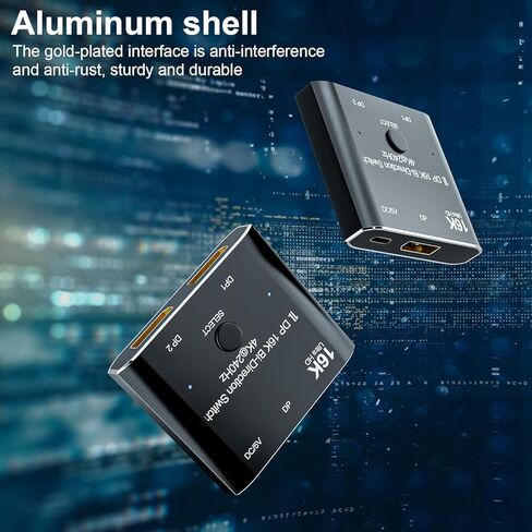 Displayport Splitter 16K DP Displayport Switch, Bi-Direction 2 in 1 Out Displayport Splitter Bi Directional 8K@120Hz 4K@240Hz, Displayport Switcher 1 in 2 Out 16K DP Video Converter in Kuwait