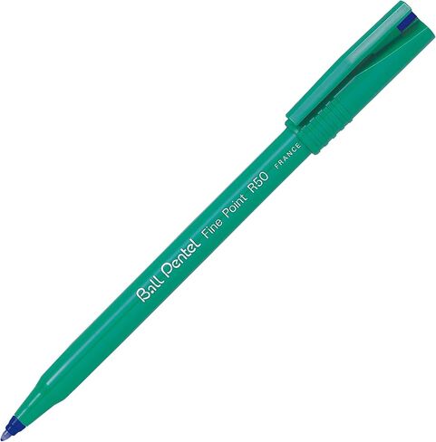 Pentel R50 Rollerball Pen Green Barrel Water-Based 0.8mm Tip 0.4mm Line Blue Ref R50-C [Pack of 12] in Saudi Arabia