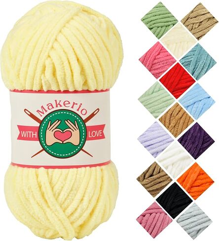 Velvet Yarn - Chenille Amigurumi for Crocheting Super Bulky Yarn 100g (75 Yds) - Fluffy and Chunky Knitting Yarn for Baby Blanket - Soft and Thick Yarns for Handcrafts (Green) in Saudi Arabia