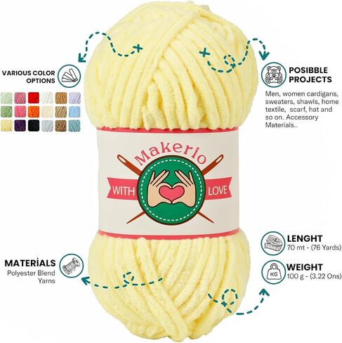 Velvet Yarn - Chenille Amigurumi for Crocheting Super Bulky Yarn 100g (75 Yds) - Fluffy and Chunky Knitting Yarn for Baby Blanket - Soft and Thick Yarns for Handcrafts (Green) in Saudi Arabia