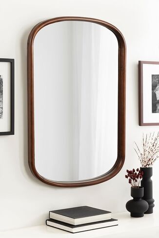 Kate and Laurel Talma Boho Arched Oval Wall Mirror, 24 x 36, Natural, Modern Capsule Mirror with Solid Poplar Wood Frame and Rounded Frame Profile in Saudi Arabia