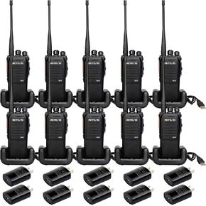 Retevis RB75 Waterproof Walkie Talkies, 5 Watt GMRS Radio, IP67, 4500mAh Battery, Heavy Duty 2 Way Radios Long Range for Construction Farm Logistics (10 Pack)