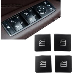 4 قطع غطاء غطاء زر إصلاح مفتاح رئيسي لنوافذ السيارة الجانبية للسائق متوافق مع Mercedes-Benz C E GLK A B CLA GL GLA GLE GLS M Series 2007-2019 استبدال 2518300290 A2049055402
