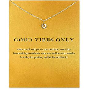 LANG XUAN Message Card Dainty Bead Layered Compass Pendant Necklace Friendship Sun Good Luck Elephant Pendant Chain Necklace for Women Girl Best Gift