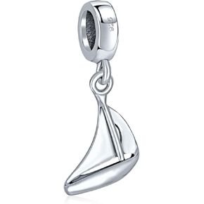 Nautical Vacation Travel Dangle Ocean Liner Yacht Speed Sail Boat Charm Bead For Women Teen .925 Sterling Silver Fits European Style Bracelet