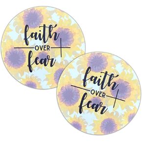 Sunflower Faith Over Fear Cardstock Cutouts for Freshies | 12 Pack | 3" Inch Circles | Freshie Supplies | Western Designs
