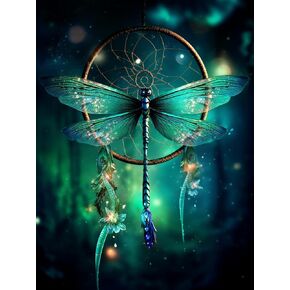 Eiflow Dragonfly Diamond Craft Painting Kits,5D Diamond Gem Art Kit Animal Full Drill DIY Gift(12x16in)