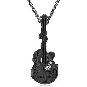 Guitar Urn Necklace for Ashes Stainless Steel Cremation jewelry Crystal Guitar Lover Music Keepsake Memorial Pendant for Men Women Gift in Saudi Arabia