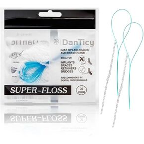 Super Floss Threaders, Periodontal Floss, Orthodontic Threader, Ultraclean Access Tool for Daily Care of Periodontal Disease and Gum Health for Implant, Bridge and Braces 30PCS