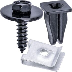 Rexka 10 Sets M4.8 Fender Liner Wheelhouse Liner Hex Head Screw U Nut Grommet Kit for BMW 07147129161 07129904150 63171367868 E46 E90 E39 E60 E91 E92 E93 E63 E64 E38 X1 X3 X5