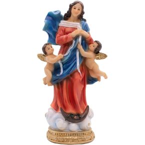 Our Lady Untier of Knots | 8" Tall Saint Statue | Christian Devotional Indoor Home Décor | Great Catholic Gift for First Holy Communion and Confirmation Multicolor